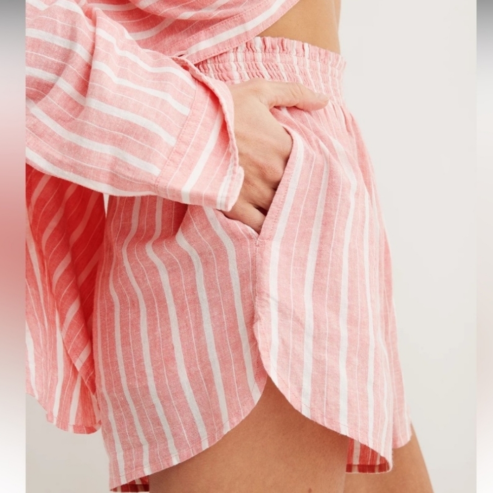 AE Aerie Pool To Party Linen Blend 2PC Outfit Short Shorts S/M - Picture 4 of 9